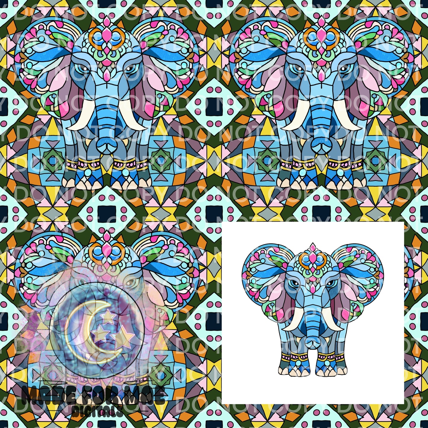 Stainglass Creatures- Elephant