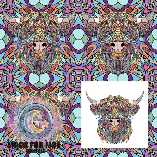 Stainglass Creatures- Highland Cow